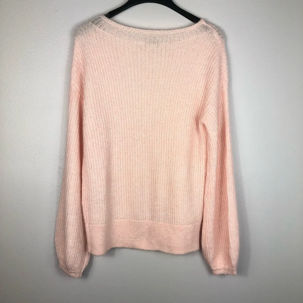 Boden Knit Sweater Mohair Blend Balloon Sleeve Textured Pink Pullover Medium - Picture 4 of 5